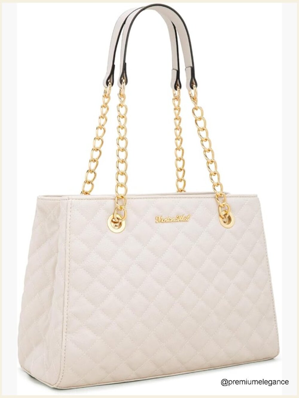 Quilted Tote Bag with Chain Strap Shoulder Handbag Satchel